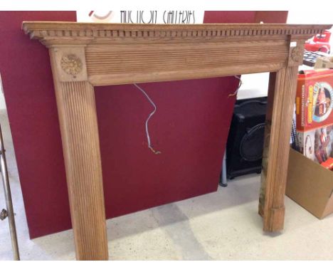 A pine fire surround-shelf. 137cm long.