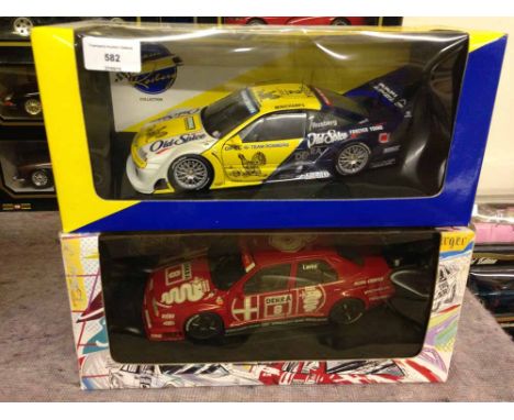 2 boxed UT Models Minichamps 1:18 scale Touring racing cars - Alfa Romeo 155 V6 Larini & an Opal Calibra V6 Rosberg.