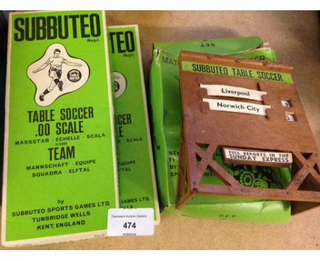 2 boxed 1970s Subbuteo heavy weight teams, #77 Wolves & #7 West Ham, boxed with 2 scoreboards.