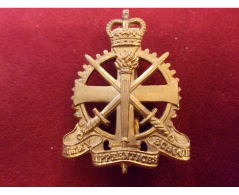 Army Apprentice School EIIR Cap Badge (Gilding-metal), slider and made J.R. Gaunt. 