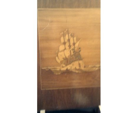 Vintage Fire Screen-Wooden with a ship engraved on front, good condition