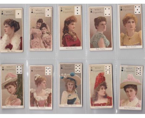W D &amp; H O Wills Actresses Brown Back Playing Card Inset 1898 set 52/52 VG+/ EX
