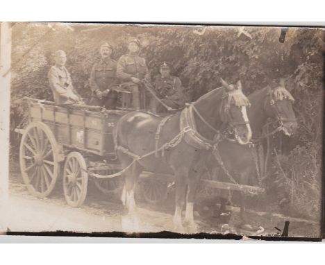Royal Artillery and Royal Army Service Corps Postcard, shows wagon number (93) with a small Bulldog insignia on this side, ho