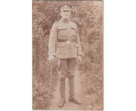 Royal Army Service Corps WWI Postcard, Portrait with 'RP' armband, Regimental Police. Scarce