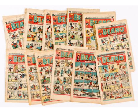 Beano (1948) 326-351. Complete year. 326 last Big Eggo cover, 327 First Biffo cover by Dudley Watkins. 1st Peter The Penguin 