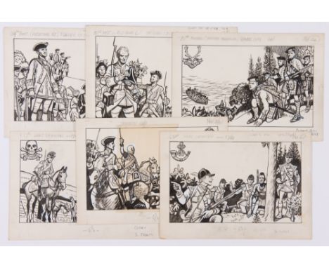 Soldiers of the Queen 6 original artworks by Eric Parker for Comet Comic (1954) featuring the Dorsetshires, The Kings Own Yor