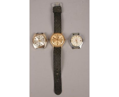 Three vintage gents mechanical wrist watches - to include Timex, MuDu &amp; Omnia.  