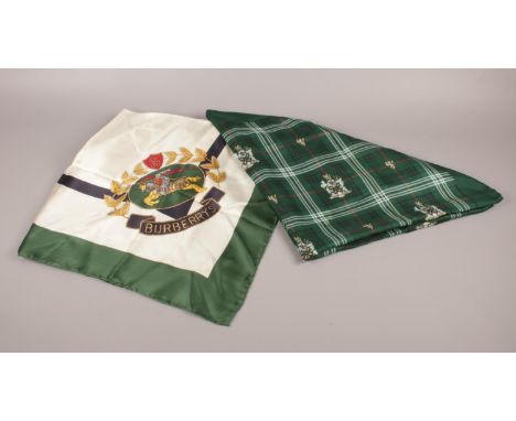 Two silk scarf's. Burberrys, The Scotch House (88cm x 88cm)  