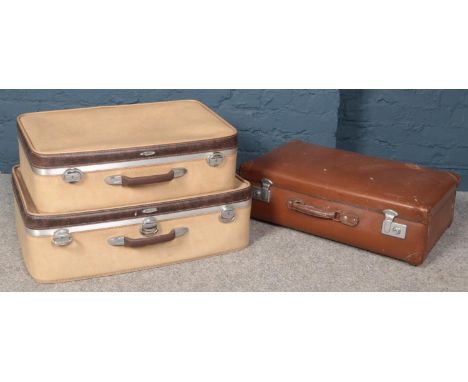 Three vintage suitcases. Including Antler examples etc.  