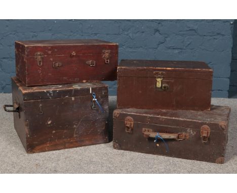Four vintage wooden boxes to include tool examples.  