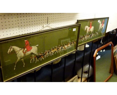 Two large framed and glazed hunting scene prints The Whip and The Huntsman both signed Cecil Aldin, 70 x 27 cms
