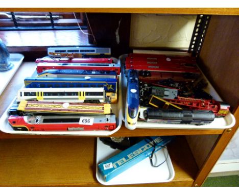Two trays of Hornby and Bachmann model railway models including two 4 car Virgin Voyagers, 4 car Eurostar and a 2 car South W