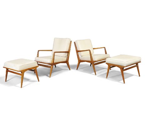 Carlo de Carli (1910-1999) for M. Singer & Sons   Two model '114' lounge chairs and two model '143' ottomans (one pair slight