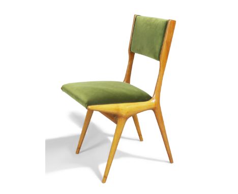 Carlo de Carli (1919-1999) for Cassina&nbsp;Model '634' chair, circa 1952&nbsp;Walnut, velvet upholstery&nbsp;85cm high, 46cm