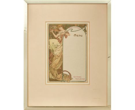 Alphonse Mucha (1860-1039) ; Henri Privat-Livemont (1861-1936)&nbsp;Alphonse Mucha 'Moet et Chandon' menu, F. Champenois, c.1
