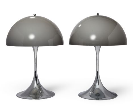 Vernor Panton lamps (1926-1998) for Louis Poulson Pair of 'Panthella' lamps, circa 1970  Plastic, base in mirror foiled plast