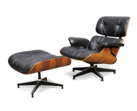 Charles & Ray Eames for Herman Miller   Model '670' lounge chair and '671' ottoman, circa 1970  Rosewood veneered plywood, le