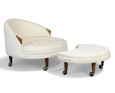 Adrian Pearsall (1925-2011) for Craft Associates '1717-RC' lounge chair and '1841-O' ottoman, circa 1960  Walnut, wool uphols