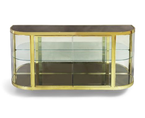 Design Institute America   Display cabinet, 1983  Plated metal, glass, tinted mirrored glass  Manufacturer's label to reverse