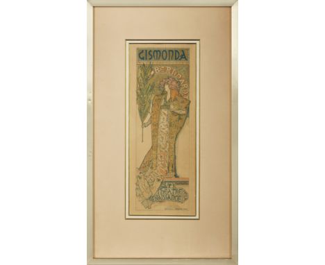 Alphonse Mucha (1860-1039)&nbsp;'Gismonda, Bernhardt, Theatre de la Renaissance' poster, published by Imprimeries Lemercier, 