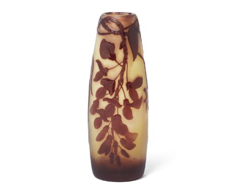 Gallé   'Glycines' tapered vase, circa 1920  Cameo glass  Signed in cameo 'Galle'   15.5cm highCondition Report:  General lig