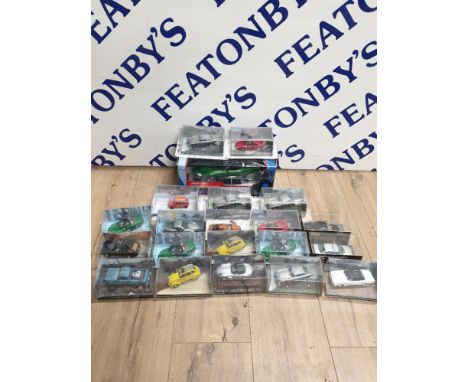 20 EAGLEMOSS DIORAMA CASED JAMES BOND DIE CAST VEHICLES PLUS 1:18 SCALE JAMES BOND JAGUAR