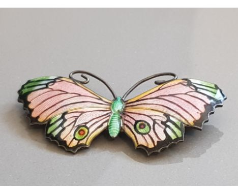 BUTTERFLY CIRCA 1917 J ATKINS AND SON SILVER HALLMARKED ENAMEL BROOCH