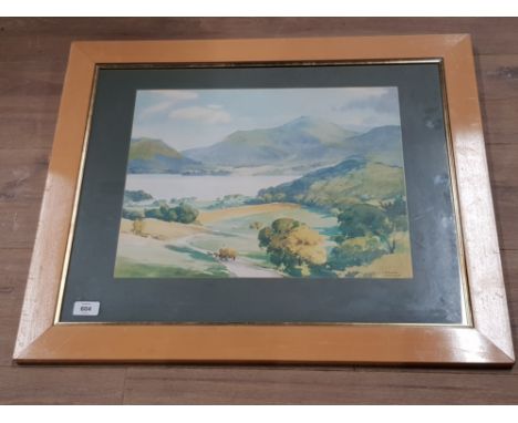 A COLOUR PRINT AFTER FRANK SHERWIN THE ENGLISH LAKES DERWENTWATER 35 X 45CM