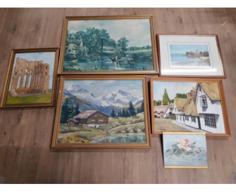 CONTINENTAL OIL PAINTING A PRINT OF KING EDWARD'S BAY TYNEMOUTH AND OTHERS. 6