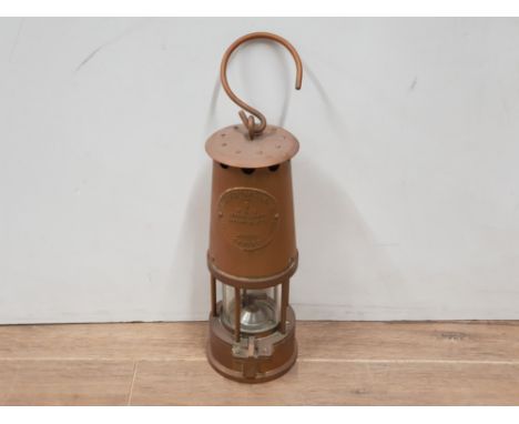 A VINTAGE BRASS AND COPPER ECCLES MINERS LAMP NO B/28