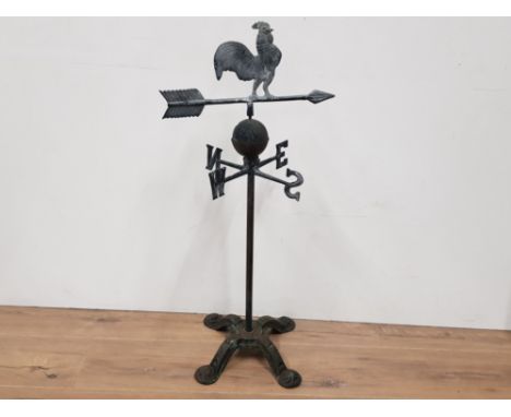 TRADITIONAL ROOSTER IRON WEATHER VANE ON STAND 35INCHES TALL