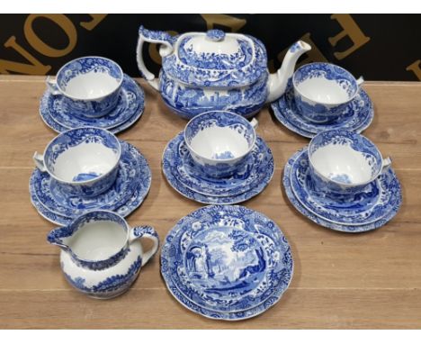 19 PIECE BLUE AND WHITE COPELAND SPODE TEA SERVICE