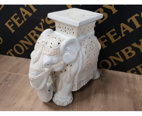 LARGE CERAMIC ELEPHANT PLANTER BASE 43CM X 50CM