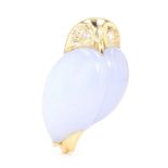 Brosche in 750er Gold, Luth Bijoux, Brillanten, Quarz
