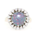 Ring, 585er Gold mit einer Opal Triplette und Brillanten