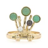 Ring in 585er Gold mit Chrysopras und Zuchtperlen
