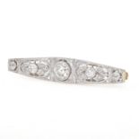 Brosche in 585er Gold/Platin mit Diamanten