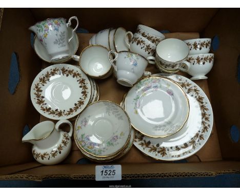 A Royal Stafford part tea set including; 6 cups, 5 saucers, 6 plates, a milk jug and sugar bowl. Together with a Wedgwood 'Au