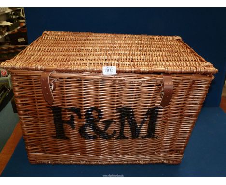 A Fortnum &amp; Mason wicker Hamper, 25" wide x 16" deep and 16" high.