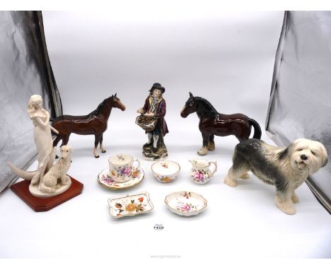 A quantity of china including a Royal Doulton Bay horse with two white socks and white blaze, a Royal Crown Derby dish, Royal