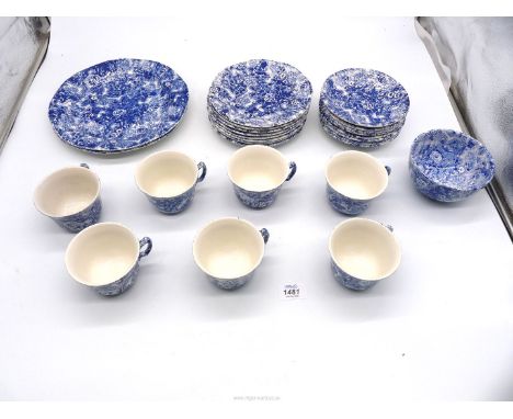 A Laura Ashley Chintzware part tea set including; seven cups, eight saucers (one a/f), eight tea plates (one a/f), two bread 