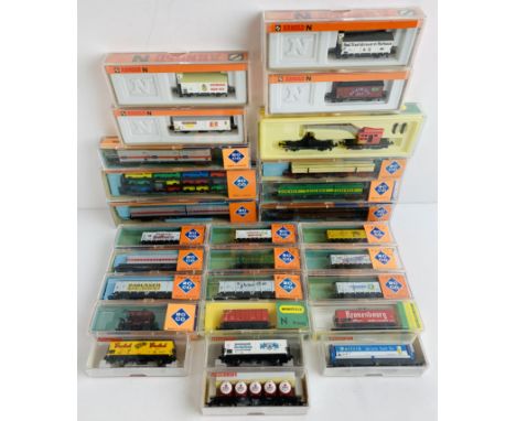 27x N Gauge Wagons - Mostly Roco - All Boxed. P&amp;P Group 3 (£25+VAT for the first lot and £5+VAT for subsequent lots) 