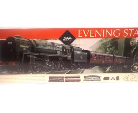 Hornby Evening Star train set loco and three coaches, track, controller etc. Marks and Spencer Special Edition, factory seale
