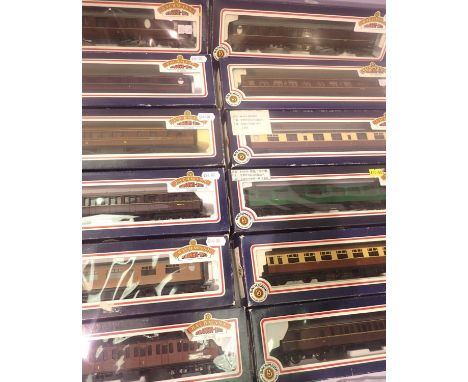 Bachmann coaches x12, BR Maroon, Green, LNER Teak, LMS, Blood Custard. P&amp;P Group 2 (£18+VAT for the first lot and £3+VAT 
