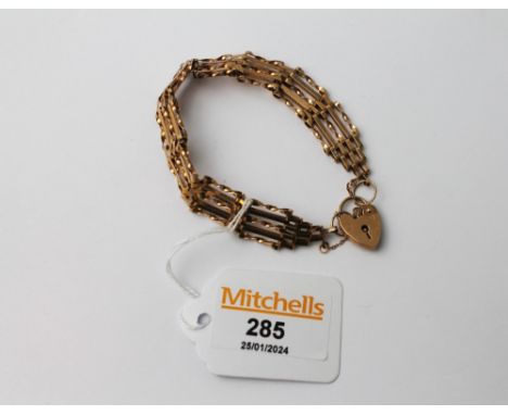 9 ct gold gate bracelet, 9 g