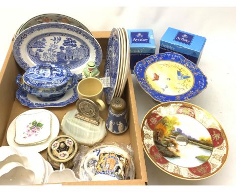 Bingley Building Society desk stand by Fatorim of Bradford, Victorian  Copeland Spode Tureen, Noritake trinket box, four Shel