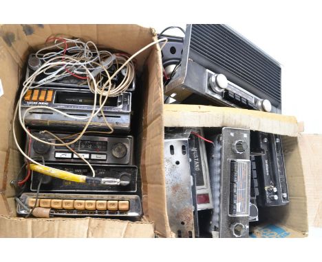 COLLECTOR ITEMS A box of old car radios MUSTANG, LUCAS, MOTOROLLA etc etc
