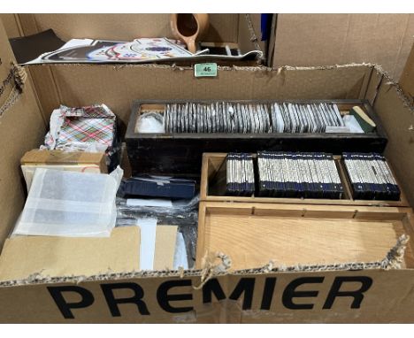 A collection of magic lantern slides ephemera. photographic plates etc.