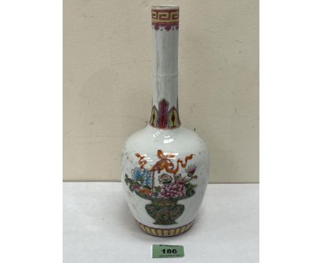 A Chinese famille-rose bottle vase. Blue seal mark to base. 10½' high