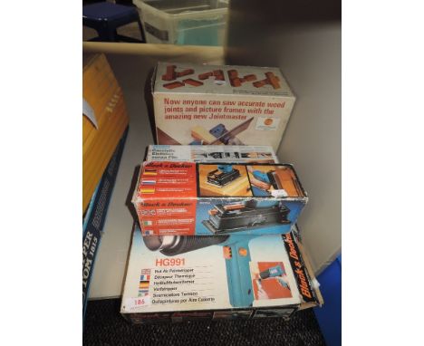 A selection of vintage wood working and Diy tools including Black and Decker